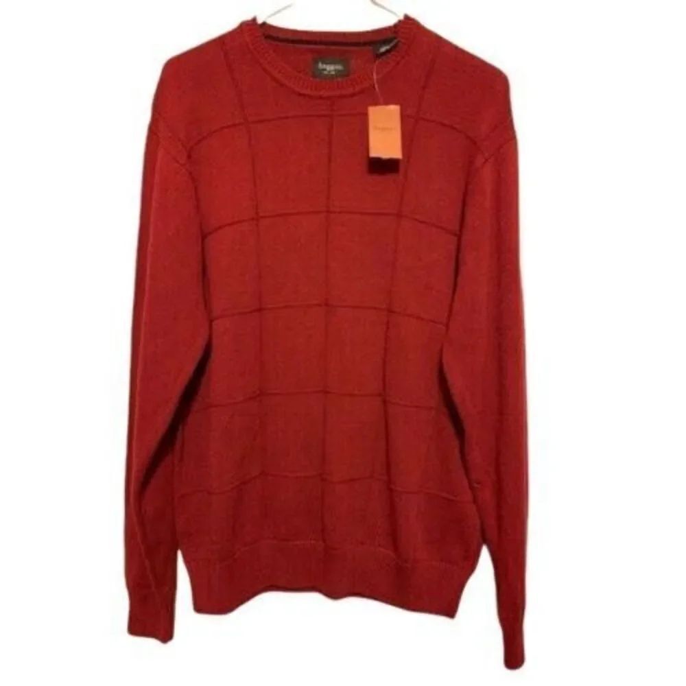 HAGGAR SIZE MEDIUM RIO RED CREW NECK MEN'S SWEATER NWT